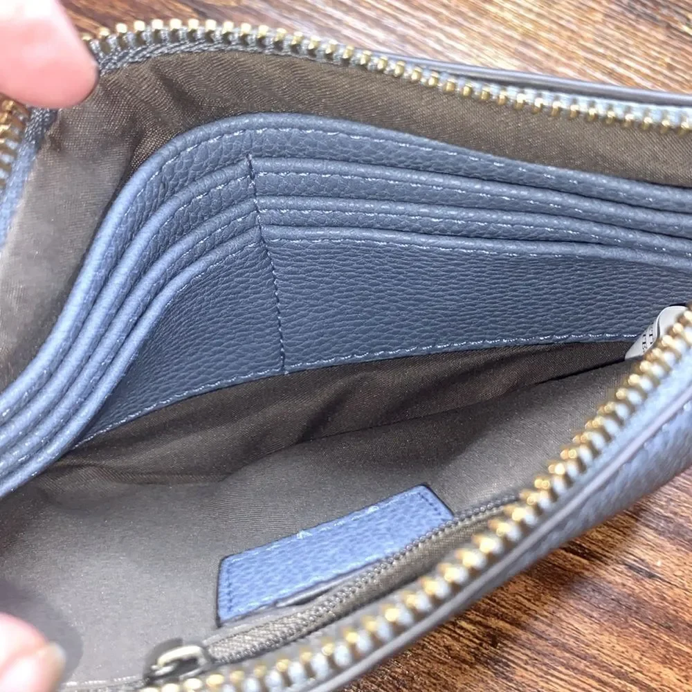 JOY SUSAN Dusty Baja Blue Vegan Leather Wallet Wristlet Crossbody Bag Purse